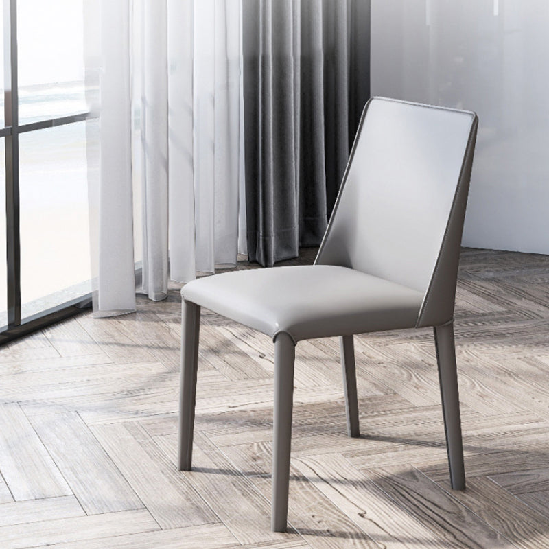 Contemporary Leather Dining Chair Armless Side Chair for Restaurant Use