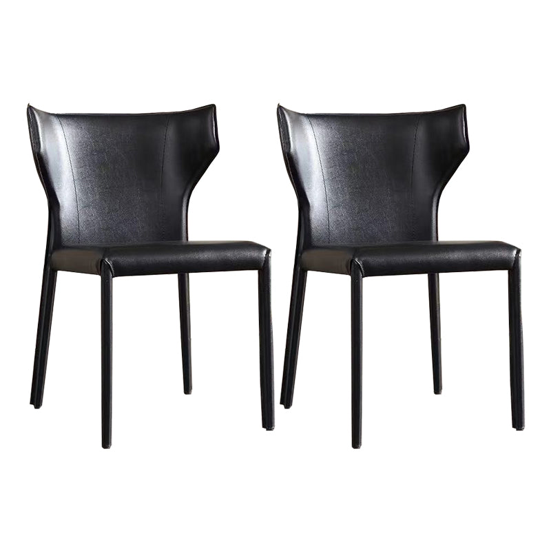 Contemporary Leather Dining Chair Wingback Side Chair for Restaurant Use