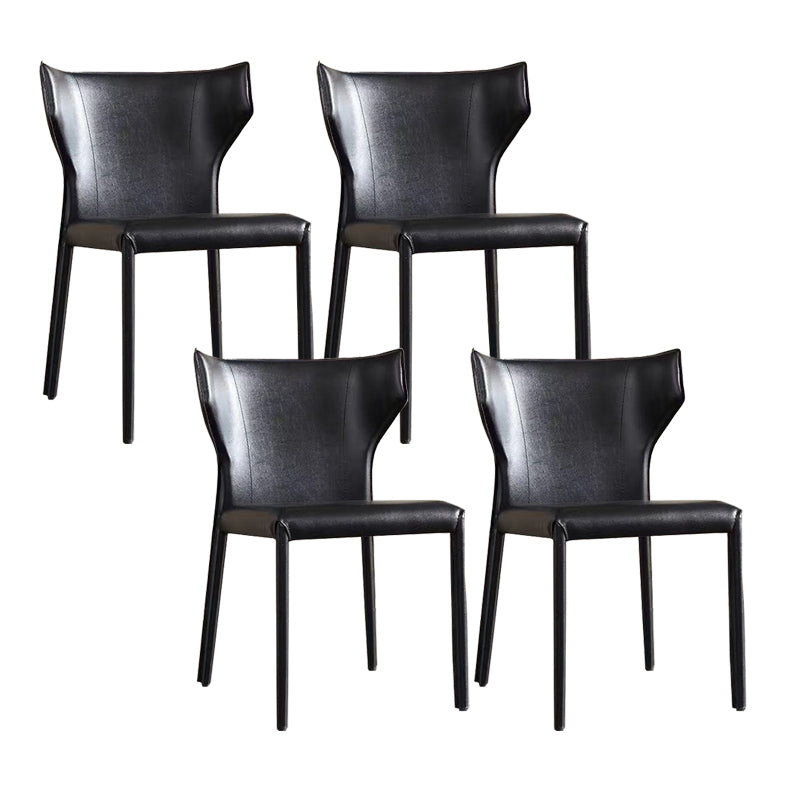 Contemporary Leather Dining Chair Wingback Side Chair for Restaurant Use