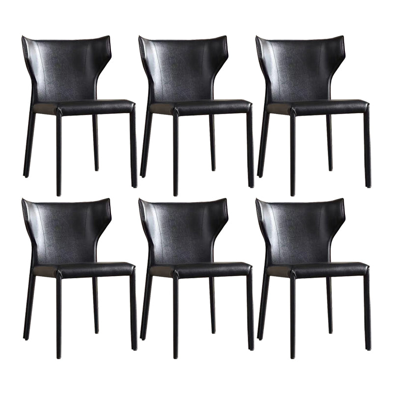 Contemporary Leather Dining Chair Wingback Side Chair for Restaurant Use