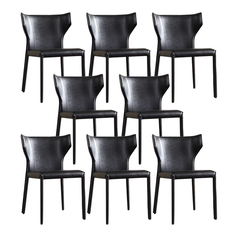 Contemporary Leather Dining Chair Wingback Side Chair for Restaurant Use