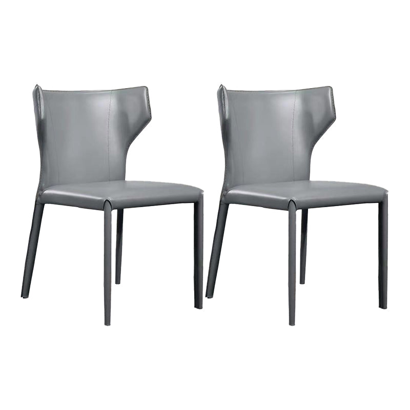 Contemporary Leather Dining Chair Wingback Side Chair for Restaurant Use