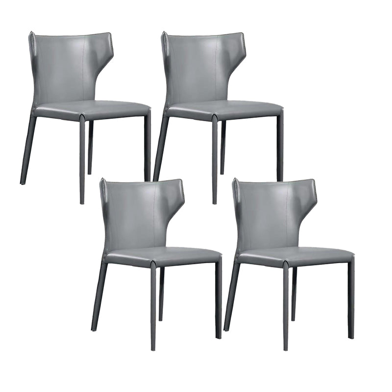 Contemporary Leather Dining Chair Wingback Side Chair for Restaurant Use