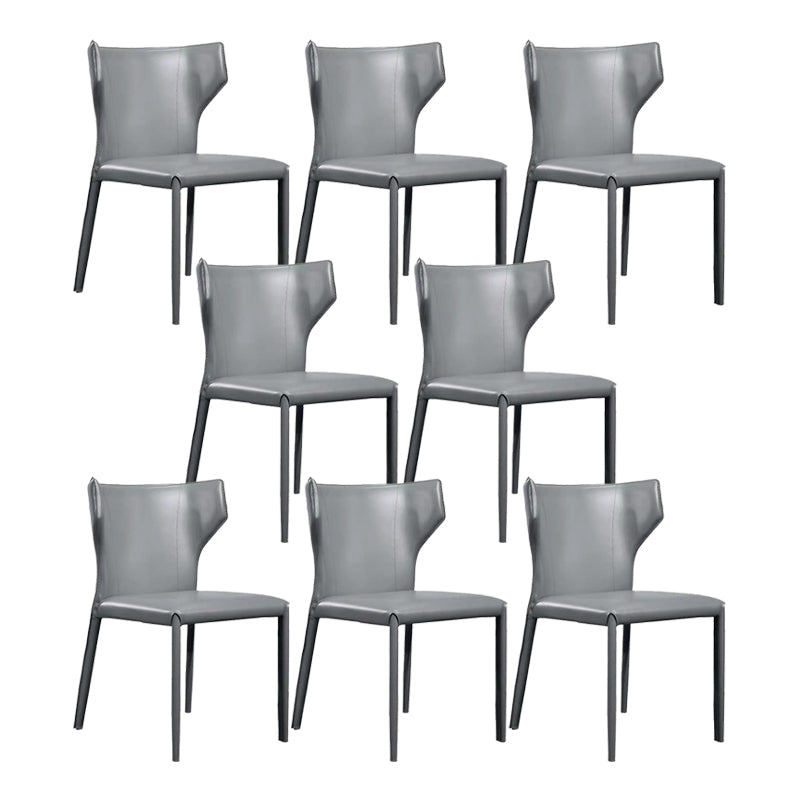 Contemporary Leather Dining Chair Wingback Side Chair for Restaurant Use