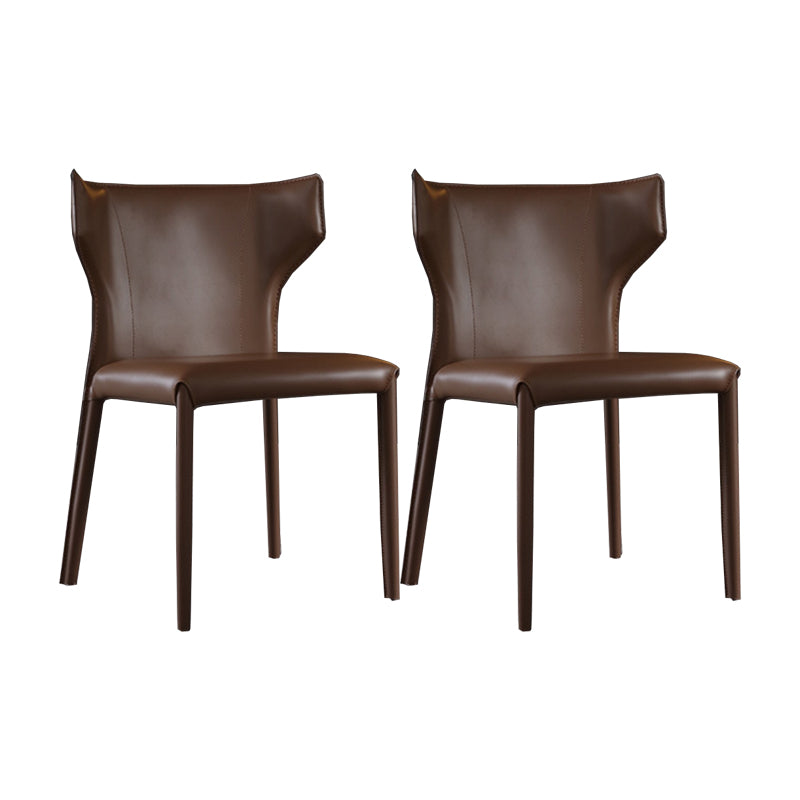 Contemporary Leather Dining Chair Wingback Side Chair for Restaurant Use