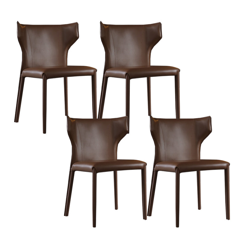 Contemporary Leather Dining Chair Wingback Side Chair for Restaurant Use