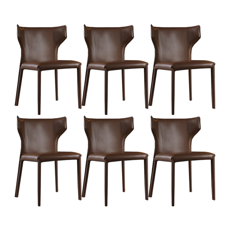 Contemporary Leather Dining Chair Wingback Side Chair for Restaurant Use