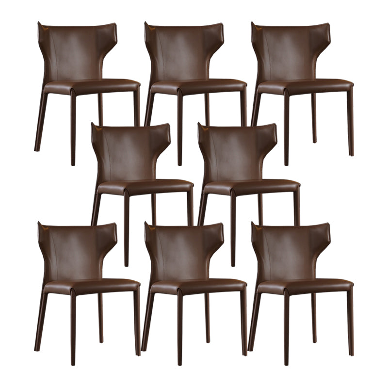 Contemporary Leather Dining Chair Wingback Side Chair for Restaurant Use