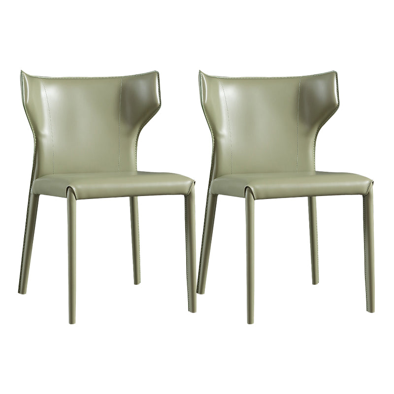 Contemporary Leather Dining Chair Wingback Side Chair for Restaurant Use