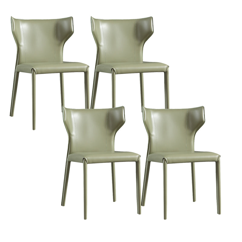 Contemporary Leather Dining Chair Wingback Side Chair for Restaurant Use