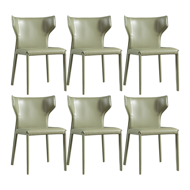 Contemporary Leather Dining Chair Wingback Side Chair for Restaurant Use