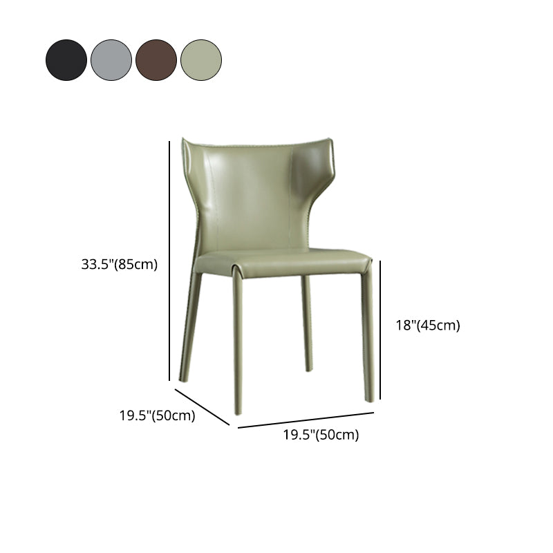 Contemporary Leather Dining Chair Wingback Side Chair for Restaurant Use