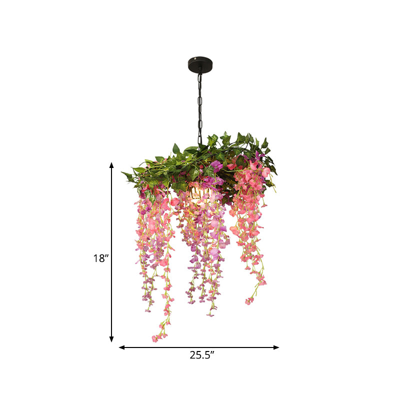 Metal Pink Down Lighting Pendant Flower 1 Head Industrial LED Hanging Lamp for Restaurant