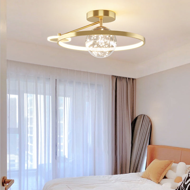 Metal Circular Ceiling Mount Light Fixture Simple Style LED Ceiling Fixture