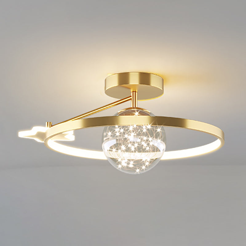 Metal Circular Ceiling Mount Light Fixture Simple Style LED Ceiling Fixture