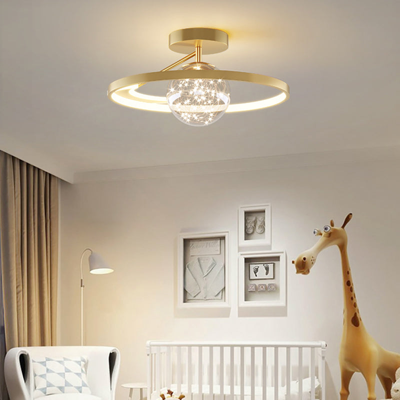 Metal Circular Ceiling Mount Light Fixture Simple Style LED Ceiling Fixture