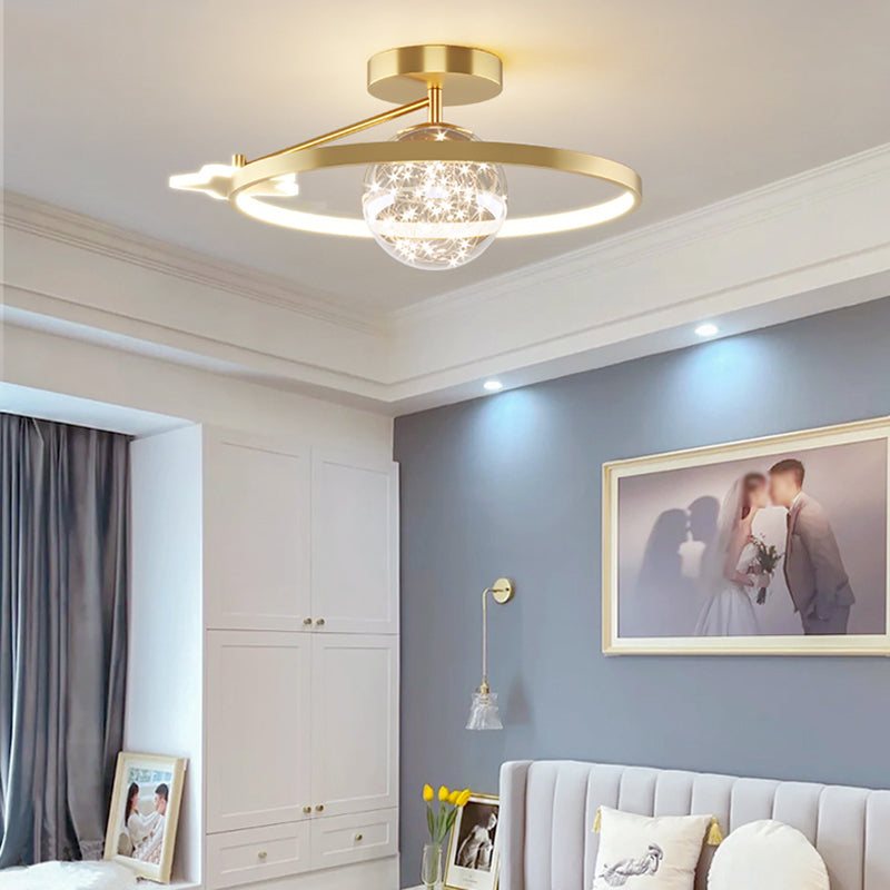 Metal Circular Ceiling Mount Light Fixture Simple Style LED Ceiling Fixture