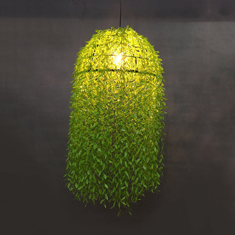 Groene 1 bol hanglamp Antiek metalen planten LED plafond Hang armatuur voor restaurant