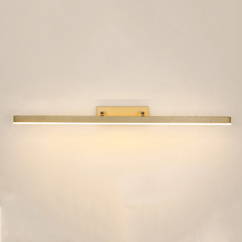 Metal Linear Shape Mirror Wall Light Modern 1-Light Mirror Wall Light Sconces in Gold