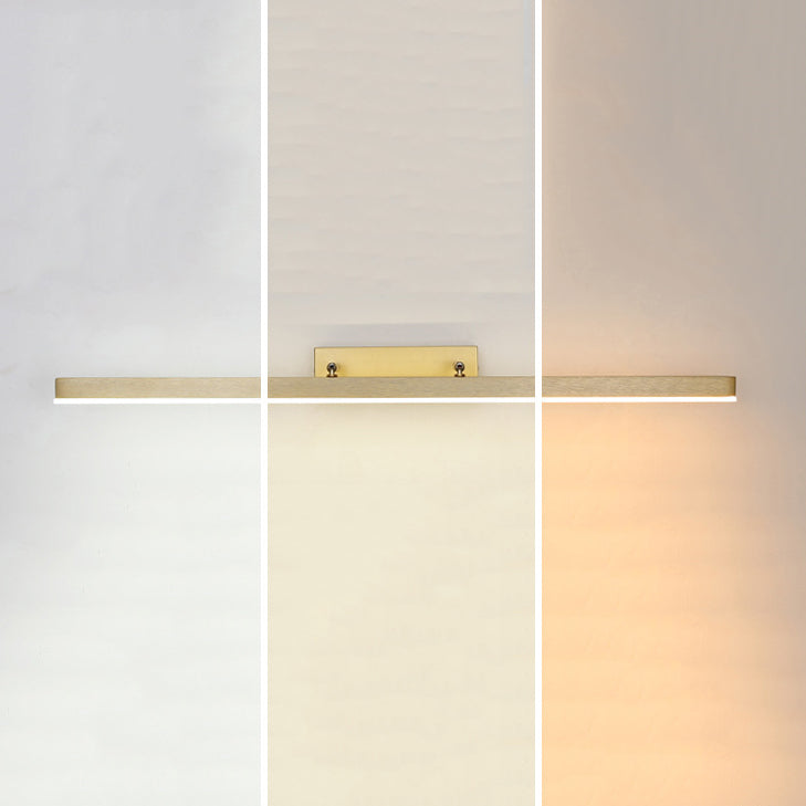 Metal Linear Shape Mirror Wall Light Modern 1-Light Mirror Wall Light Sconces in Gold