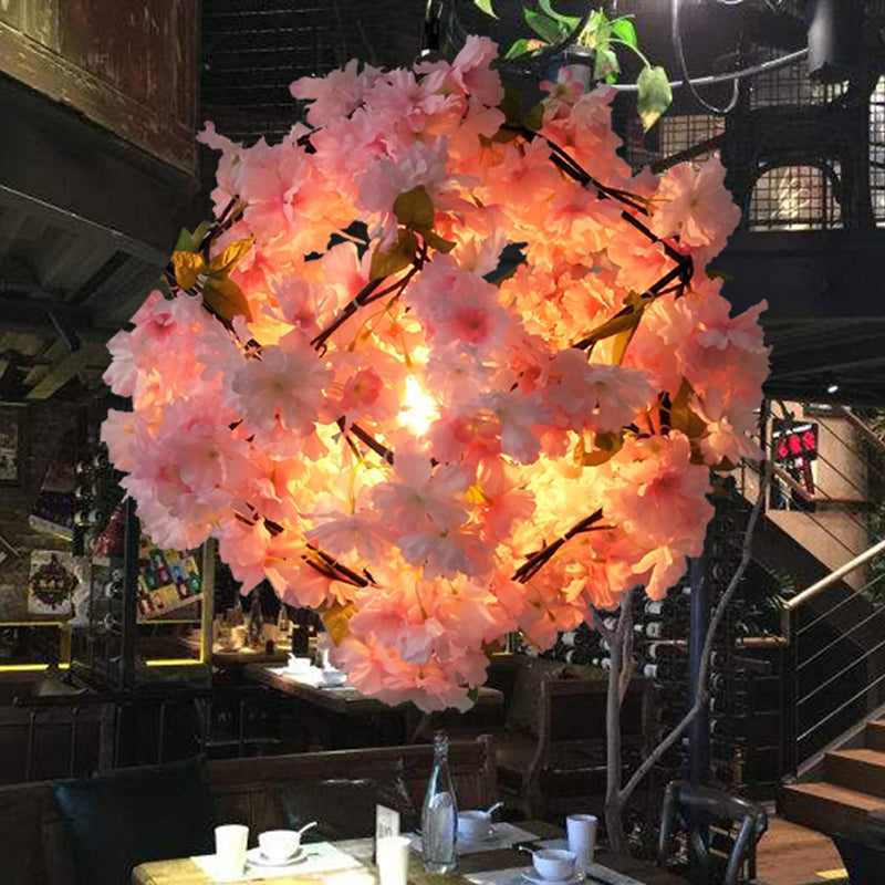 Cherry Blossom Restaurant Pendant Lighting Industrial Metal 1 Light Black Hanging Ceiling Light, 19.5"/23.5" Dia