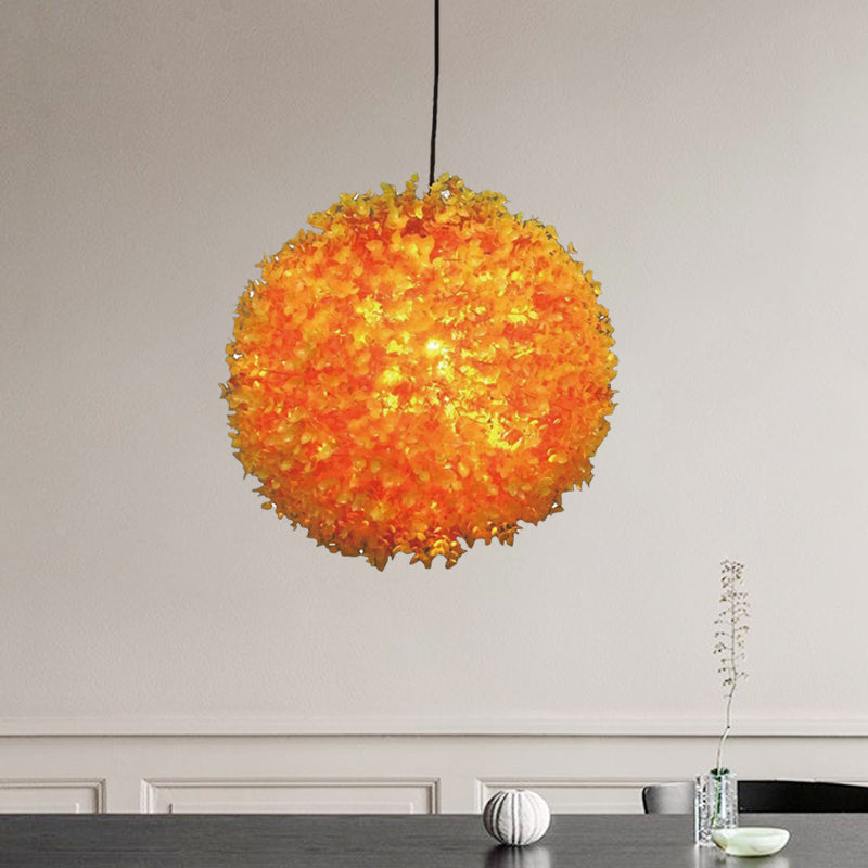 Metal Orange Hanging Light Sphérique 1 Light industriel LED Plafond pour restaurant, 12 "/ 14" / 16 "de diamètre