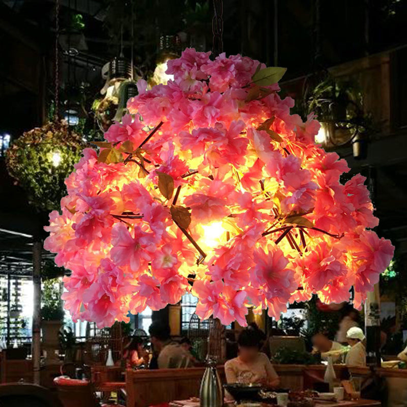 Lámpara de suspensión de flor vintage 1 cabezal de metal luz en negro para restaurante, 15 "/18" /23.5 "de ancho