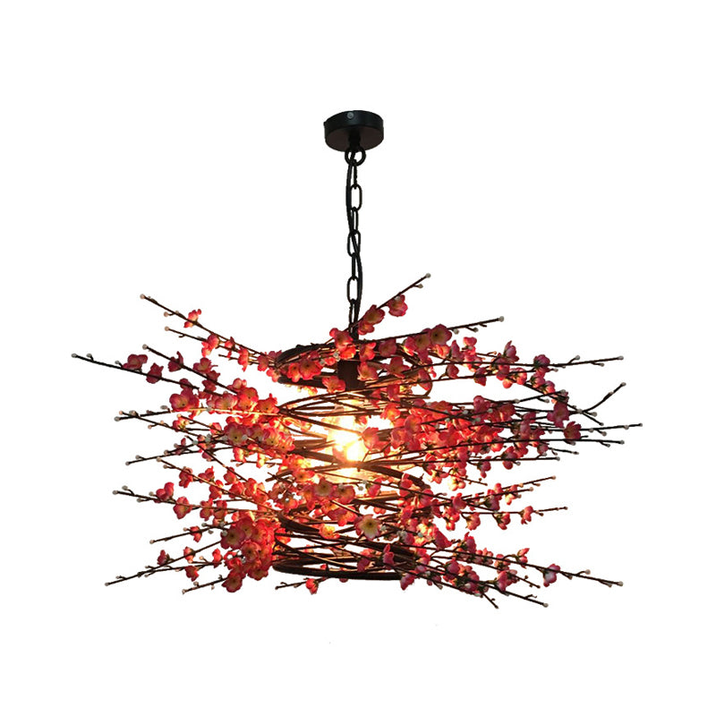 Metal Black Down Lighting Pendant Plum Blossom 1 Head Industrial LED Hanging Lamp for Restaurant