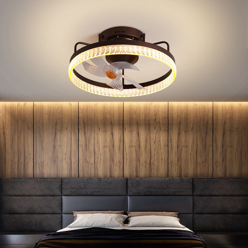 Circle Metal Ceiling Fan Light Simple LED Ceiling Light Fixture for Bedroom