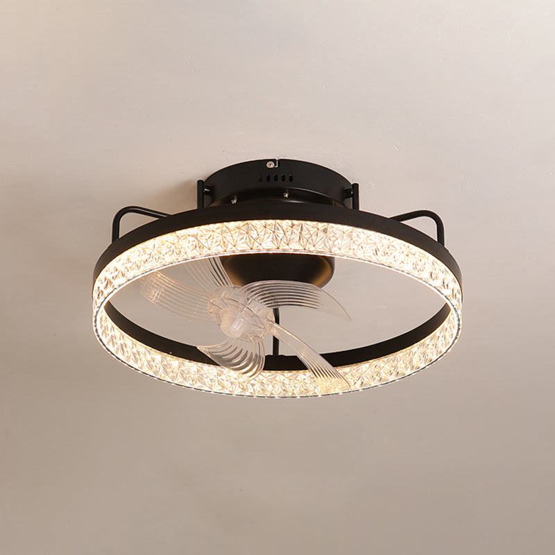 Circle Metal Ceiling Fan Light Simple LED Ceiling Light Fixture for Bedroom