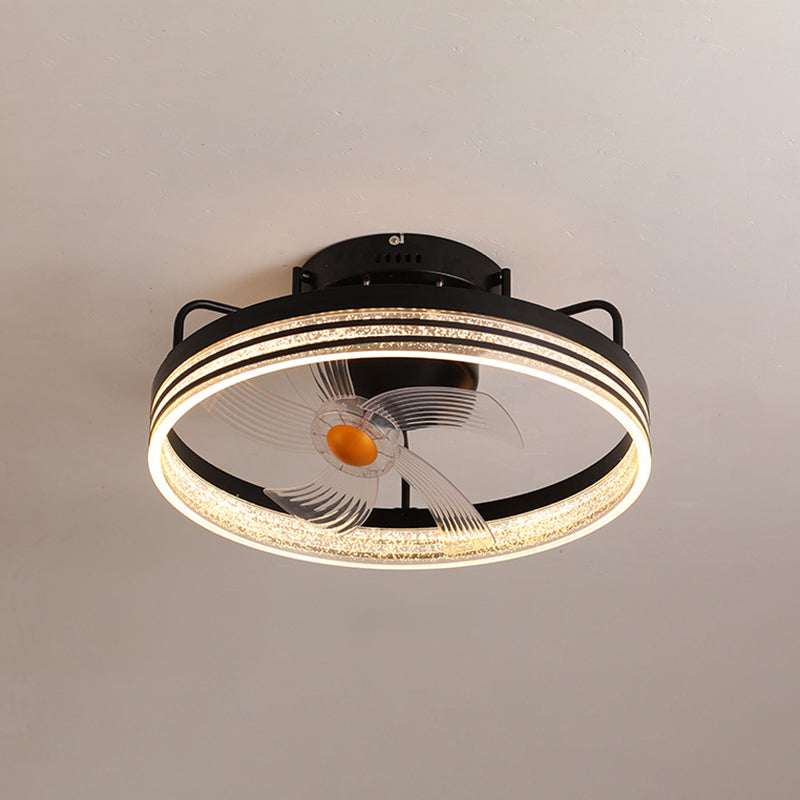 Circle Metal Ceiling Fan Light Simple LED Ceiling Light Fixture for Bedroom