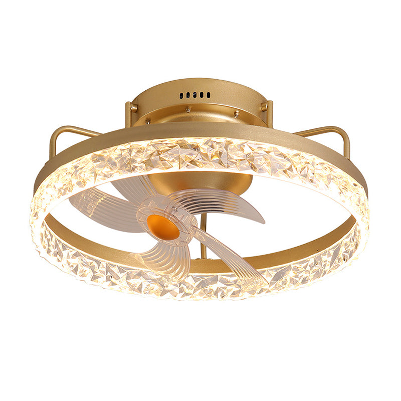 Circle Metal Ceiling Fan Light Simple LED Ceiling Light Fixture for Bedroom