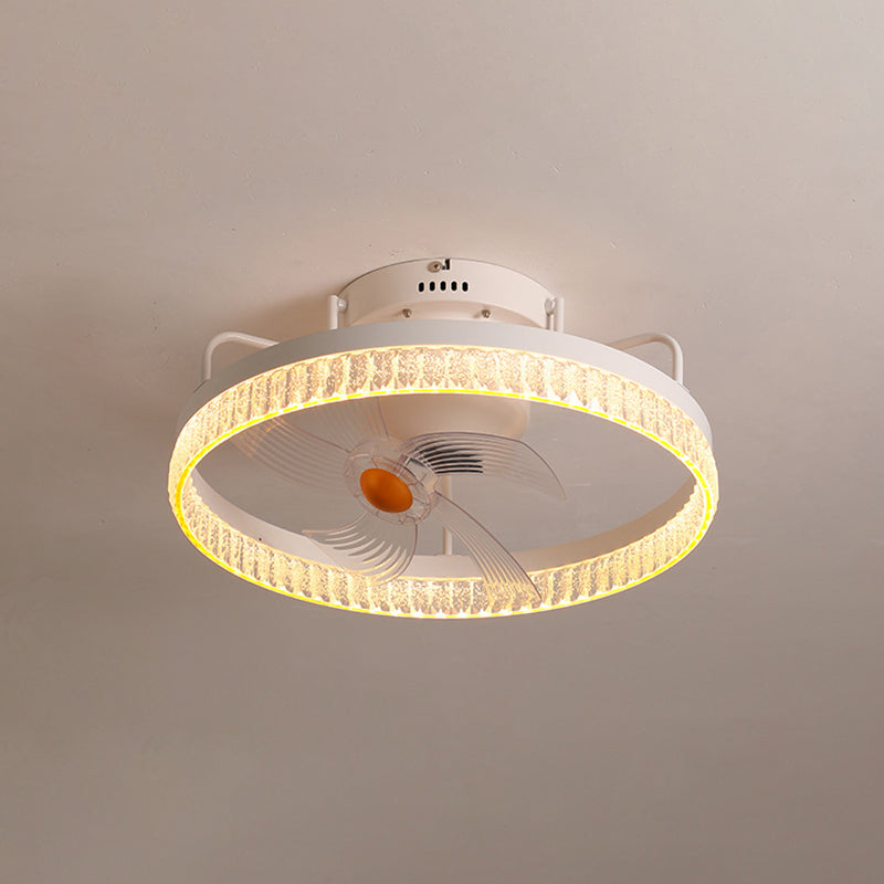 Circle Metal Ceiling Fan Light Simple LED Ceiling Light Fixture for Bedroom