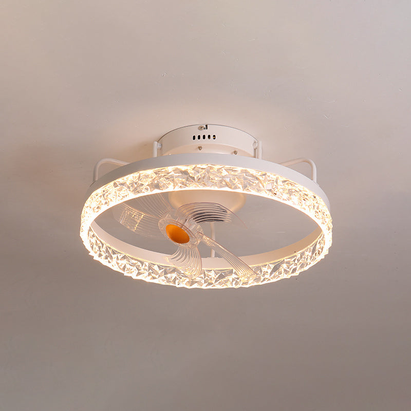 Circle Metal Ceiling Fan Light Simple LED Ceiling Light Fixture for Bedroom