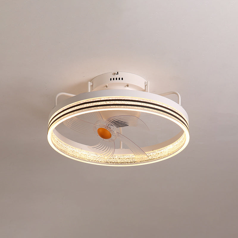 Circle Metal Ceiling Fan Light Simple LED Ceiling Light Fixture for Bedroom