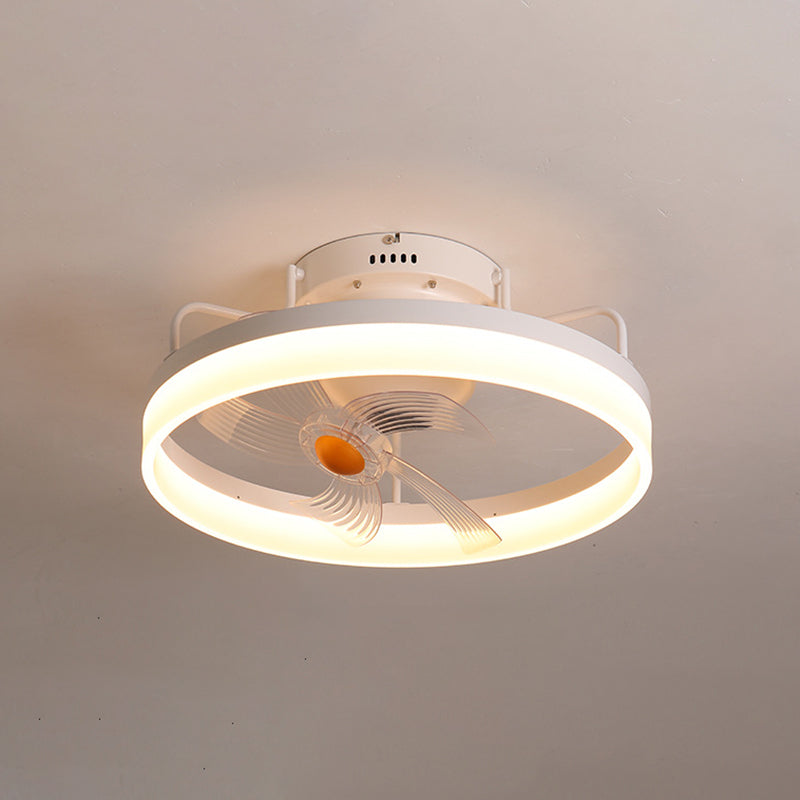 Circle Metal Ceiling Fan Light Simple LED Ceiling Light Fixture for Bedroom