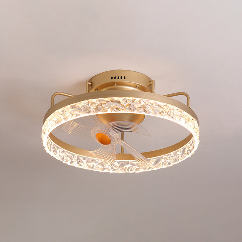 Circle Metal Ceiling Fan Light Simple LED Ceiling Light Fixture for Bedroom