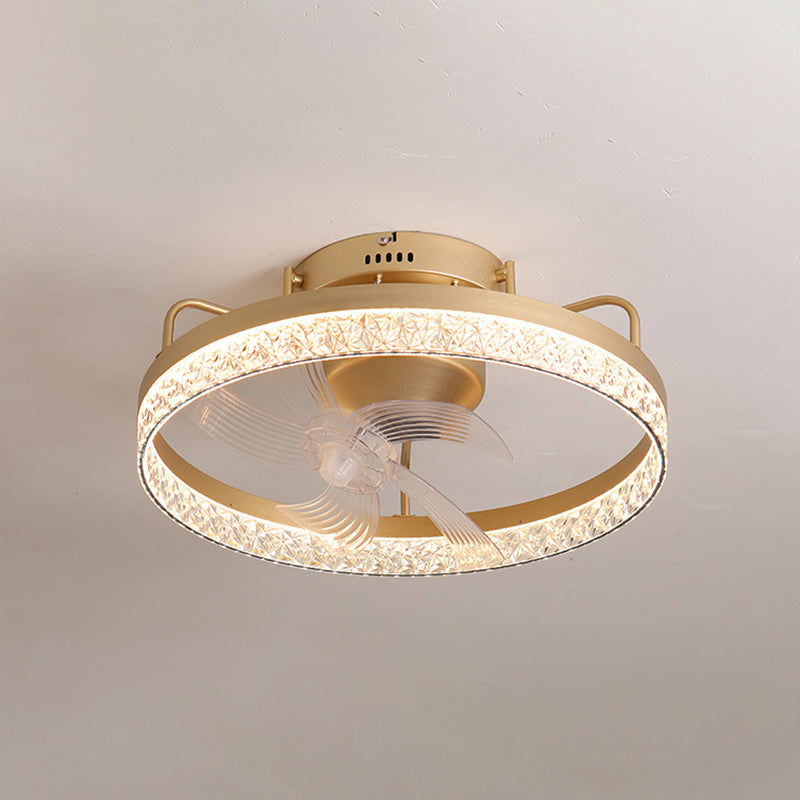 Circle Metal Ceiling Fan Light Simple LED Ceiling Light Fixture for Bedroom