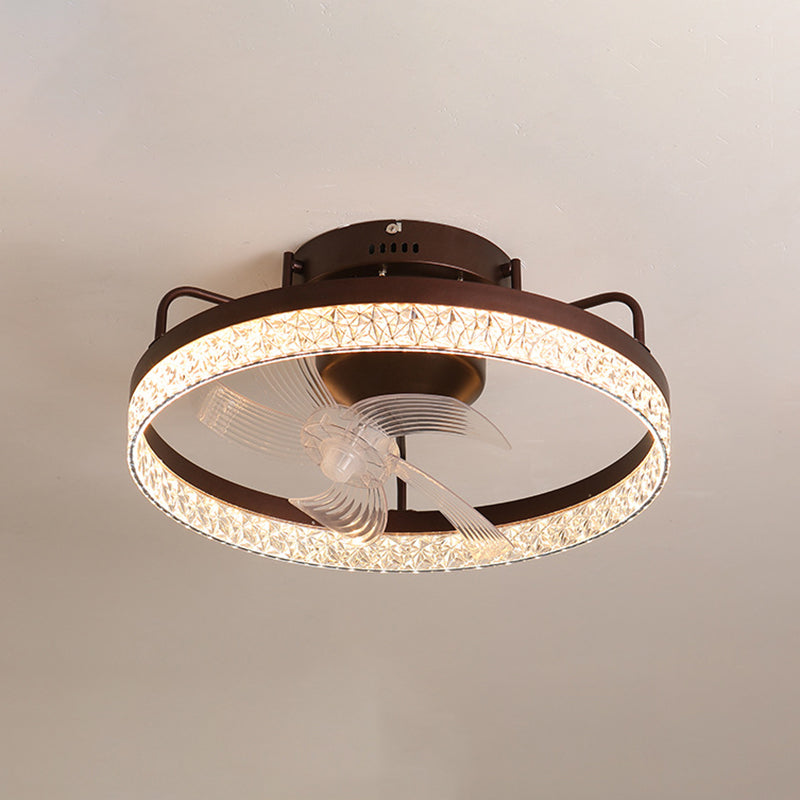 Circle Metal Ceiling Fan Light Simple LED Ceiling Light Fixture for Bedroom