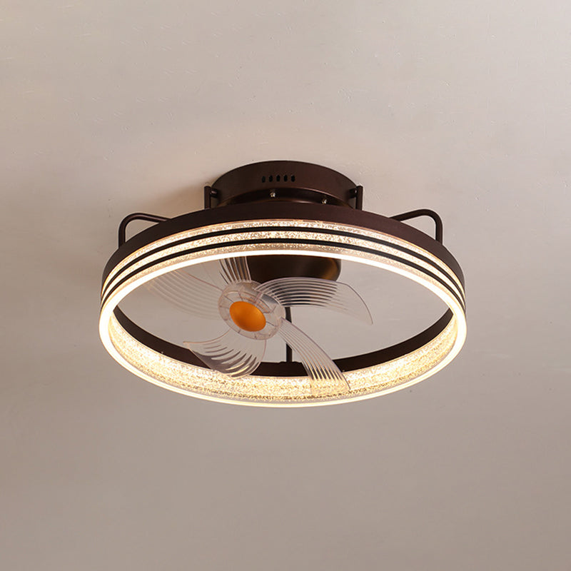 Circle Metal Ceiling Fan Light Simple LED Ceiling Light Fixture for Bedroom