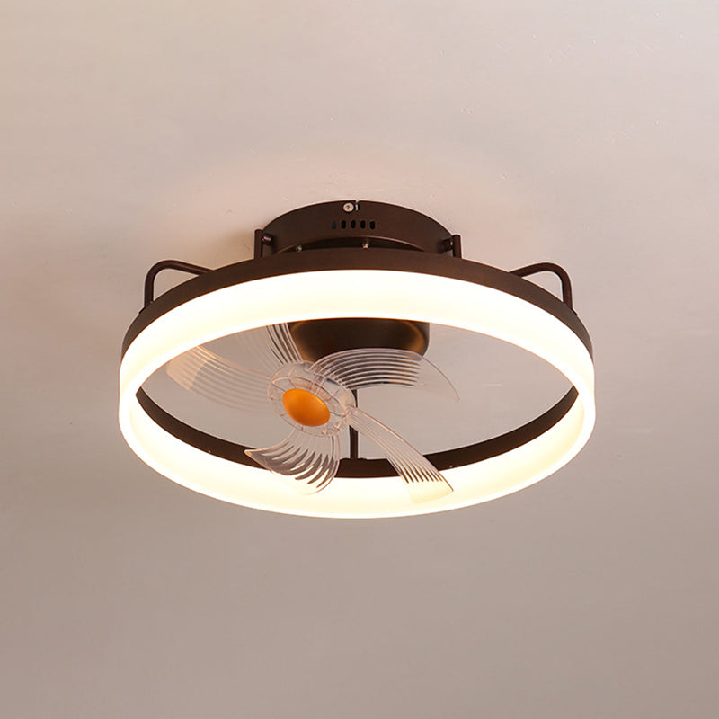 Circle Metal Ceiling Fan Light Simple LED Ceiling Light Fixture for Bedroom