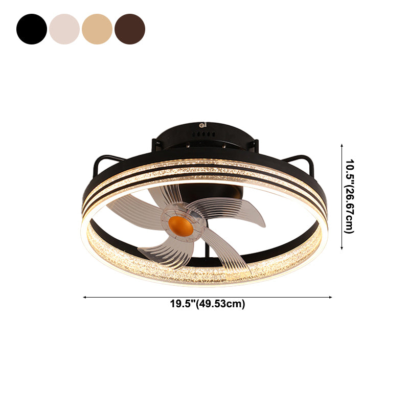 Circle Metal Ceiling Fan Light Simple LED Ceiling Light Fixture for Bedroom