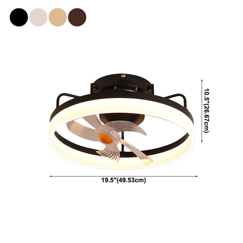 Circle Metal Ceiling Fan Light Simple LED Ceiling Light Fixture for Bedroom