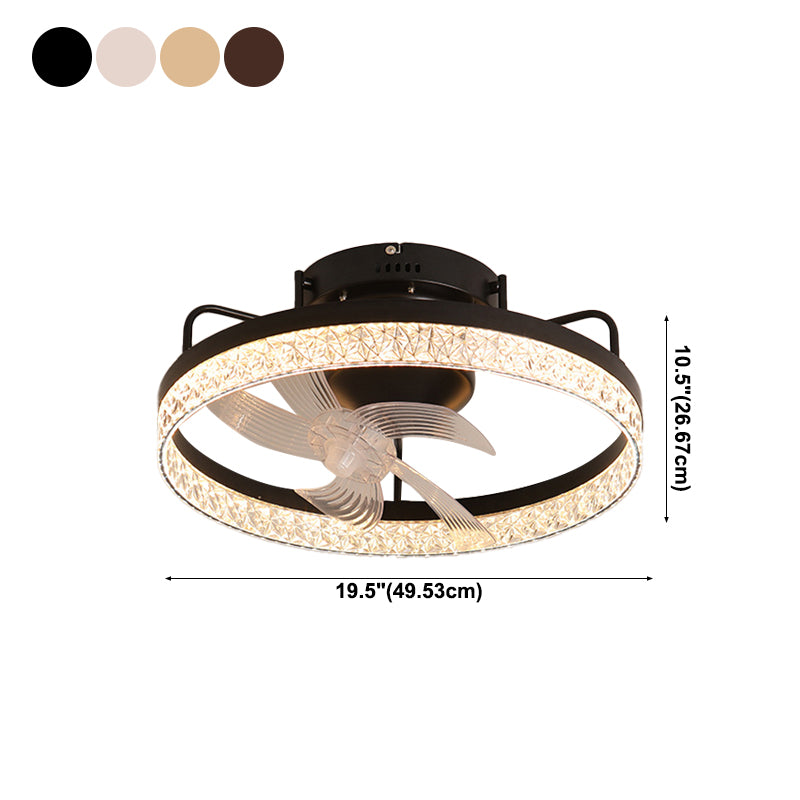 Circle Metal Ceiling Fan Light Simple LED Ceiling Light Fixture for Bedroom