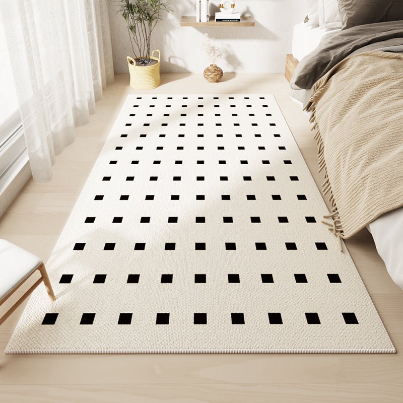 White Rhombus Rug Polyester Casual Rug Washable Rug for Living Room