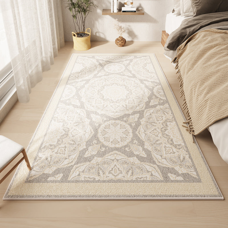 White Rhombus Rug Polyester Casual Rug Washable Rug for Living Room