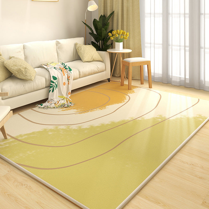 Orange Casual Carpet Polyester Contrast Color Carpet Washable Carpet for Living Room