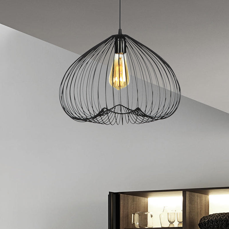 8 "/9.5" / 12 "de large 1 Light Light Hanging Light Metal Metal Caged Plafond Pendant