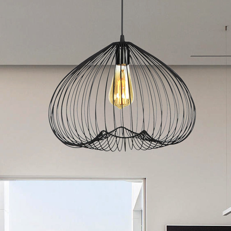 8 "/9.5" / 12 "de large 1 Light Light Hanging Light Metal Metal Caged Plafond Pendant