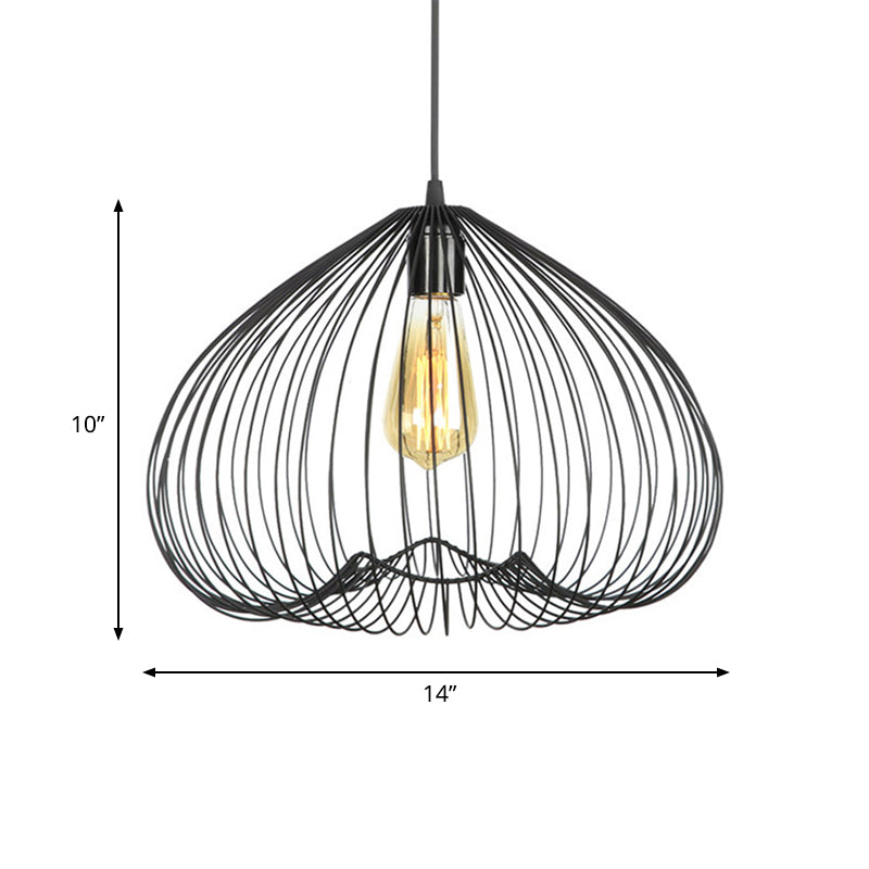 8 "/9.5" / 12 "de large 1 Light Light Hanging Light Metal Metal Caged Plafond Pendant